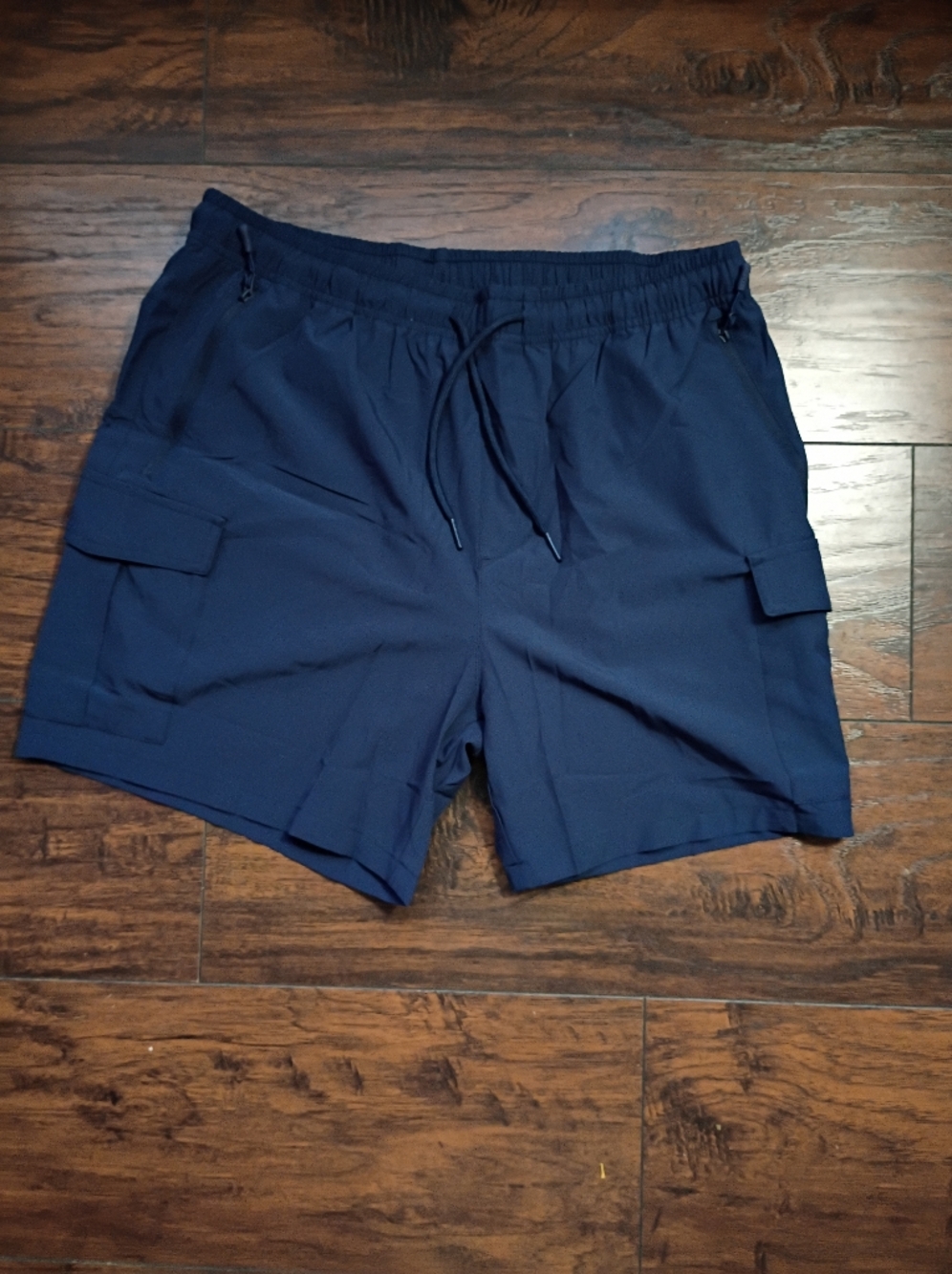 Womens Navy Athletic UV Protected Shorts with Drawstring
